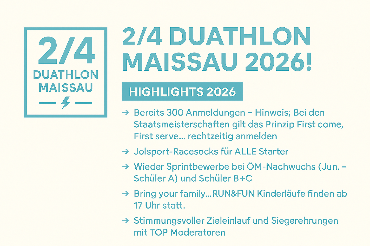 Updates zum 2/4 Duathlon Maissau 2026